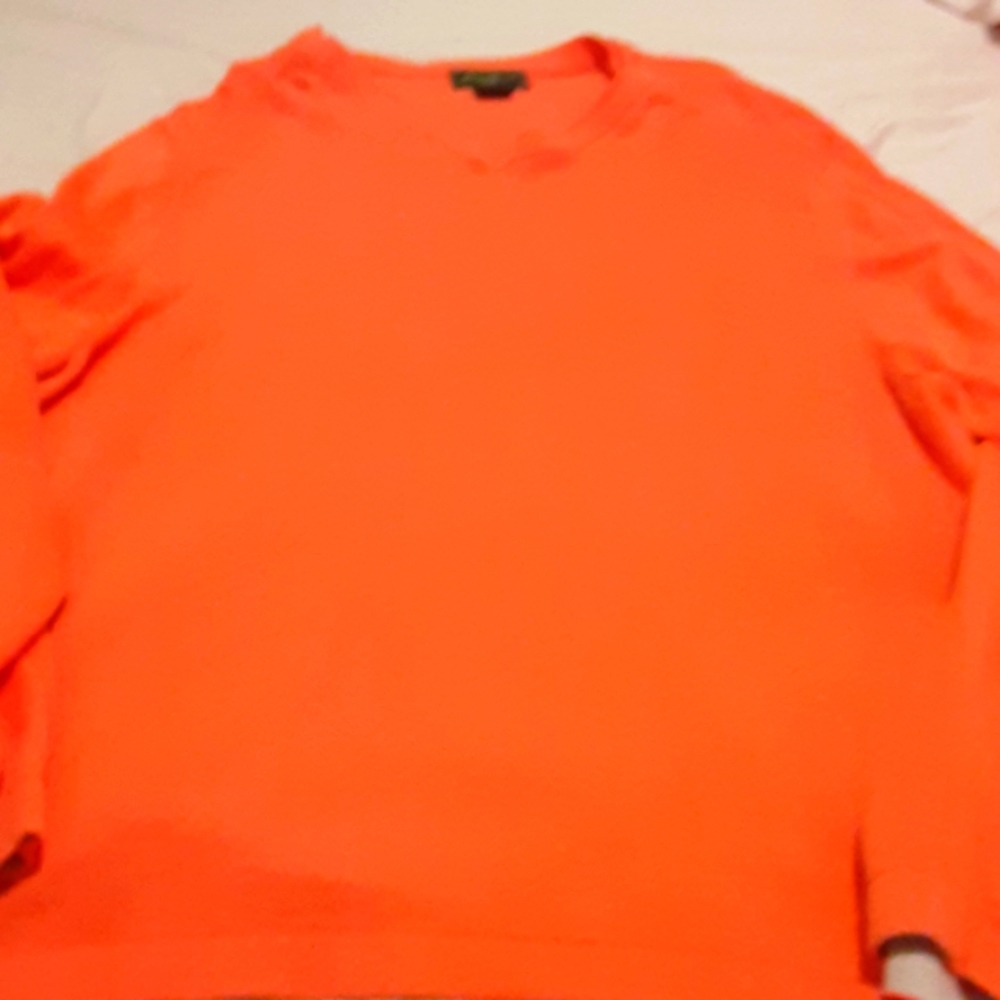 Eddie Bauer orange cotton sweater size Large. Runs big. Like new.